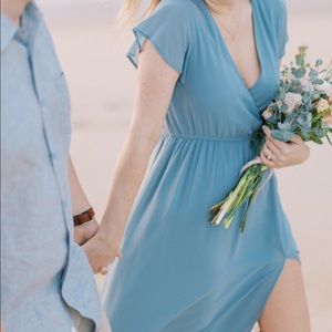 Lulu’s lost in the moment slate blue maxi dress size medium